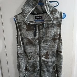 Men's Carbon small sleeveless zip - up hooded jacket